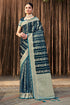 Deeva Sarees Prussian Blue Satin Silk Saree